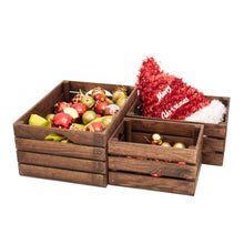 Load image into Gallery viewer, rustic wooden crates - dark brown (set of 3)
