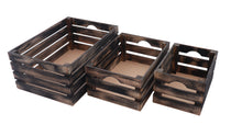 Load image into Gallery viewer, Rustic wood crates - Black washed (set of 3)