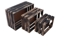 Load image into Gallery viewer, Rustic wood crates - Black washed (set of 3)