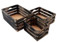 Load image into Gallery viewer, Rustic wood crates - Black washed (set of 3)