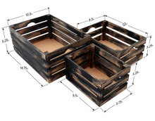 Load image into Gallery viewer, Rustic wood crates - Black washed (set of 3)