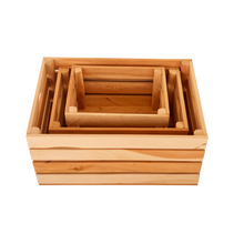 Cargar imagen en el visor de la galería, Natural Cedar Crates for farmhouse style décor (Set of 3)