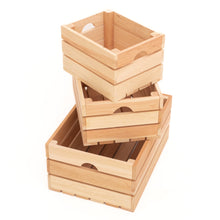 Load image into Gallery viewer, Natural Cedar Crates for farmhouse style décor (Set of 3) with metal Hangers