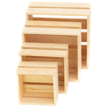 Cargar imagen en el visor de la galería, Cupcake Rustic Wood Crate Stand, Natural, Set of 4