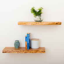 Load image into Gallery viewer, rustic wood floating shelves, cedar live edge
