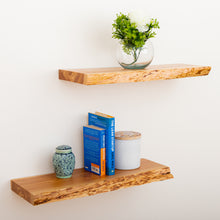 Load image into Gallery viewer, rustic wood floating shelves, cedar live edge
