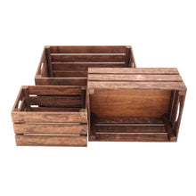 Load image into Gallery viewer, rustic wooden crates - dark brown (set of 3)