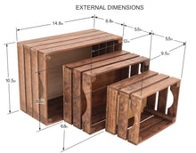Load image into Gallery viewer, rustic wooden crates - dark brown (set of 3)
