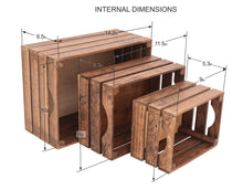 Load image into Gallery viewer, rustic wooden crates - dark brown (set of 3)