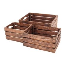 Load image into Gallery viewer, rustic wooden crates - dark brown (set of 3)