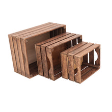 Load image into Gallery viewer, rustic wooden crates - dark brown (set of 3)