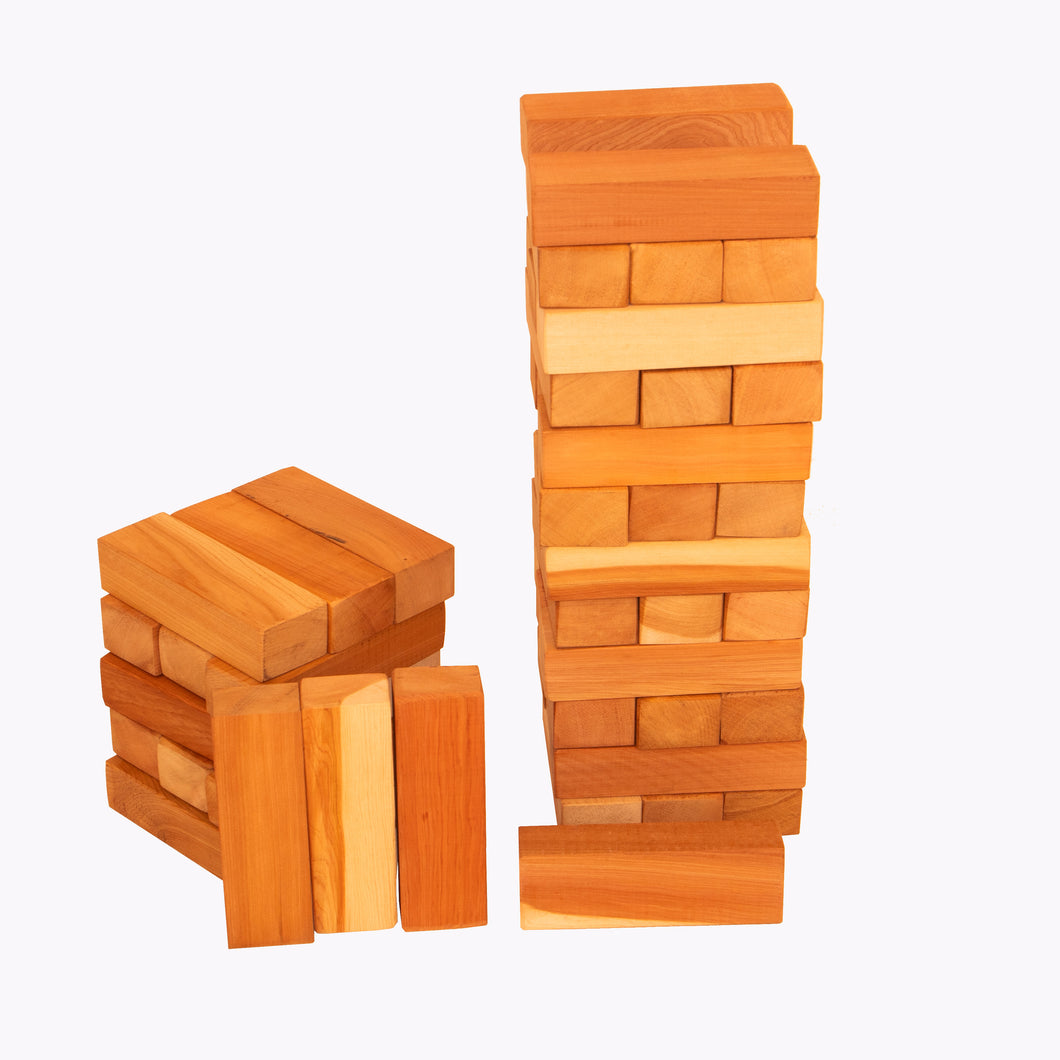 VINTAYARD Cedar Wood Tumbling Tower, Classic Game, 54 pieces and Wood Carrying Box, Indoor and Outdoor Use.
