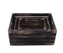 Cargar imagen en el visor de la galería, Rustic wood crates - Black washed (set of 3)
