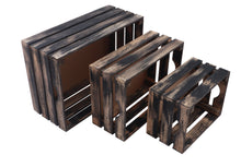 Cargar imagen en el visor de la galería, Rustic wood crates - Black washed (set of 3)
