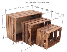 Cargar imagen en el visor de la galería, rustic wooden crates - dark brown (set of 3)
